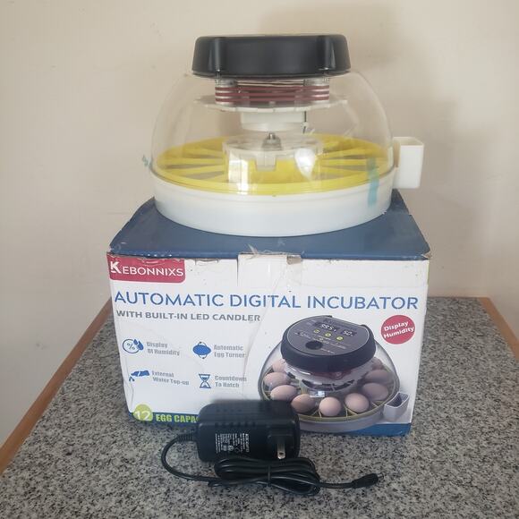 KEBONNIXS 12 Egg Incubator w/ Humidity Display, Egg Candler. New Open Box Tested - Picture 1 of 15